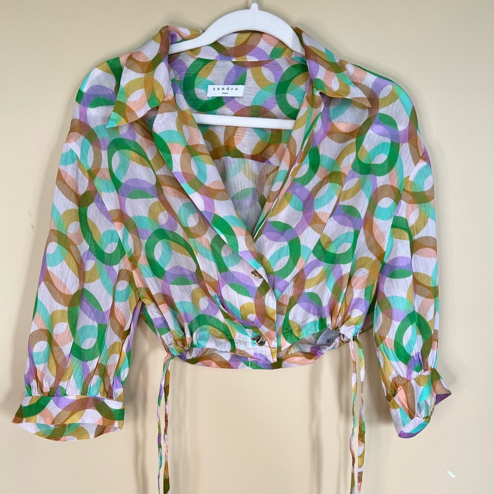 Sandro Philippine Multi-color Crop Top